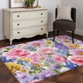 thumbnail image 4 of Rectangle Area Rugs 3 x 5 Ft, Purple Pink Floral Non-Slip Residential Carpet, Spring Watercolor Country Flower Indoor Crawling Mats Runner Rugs for Living Room/Dining Room/Bedroom, 4 of 9