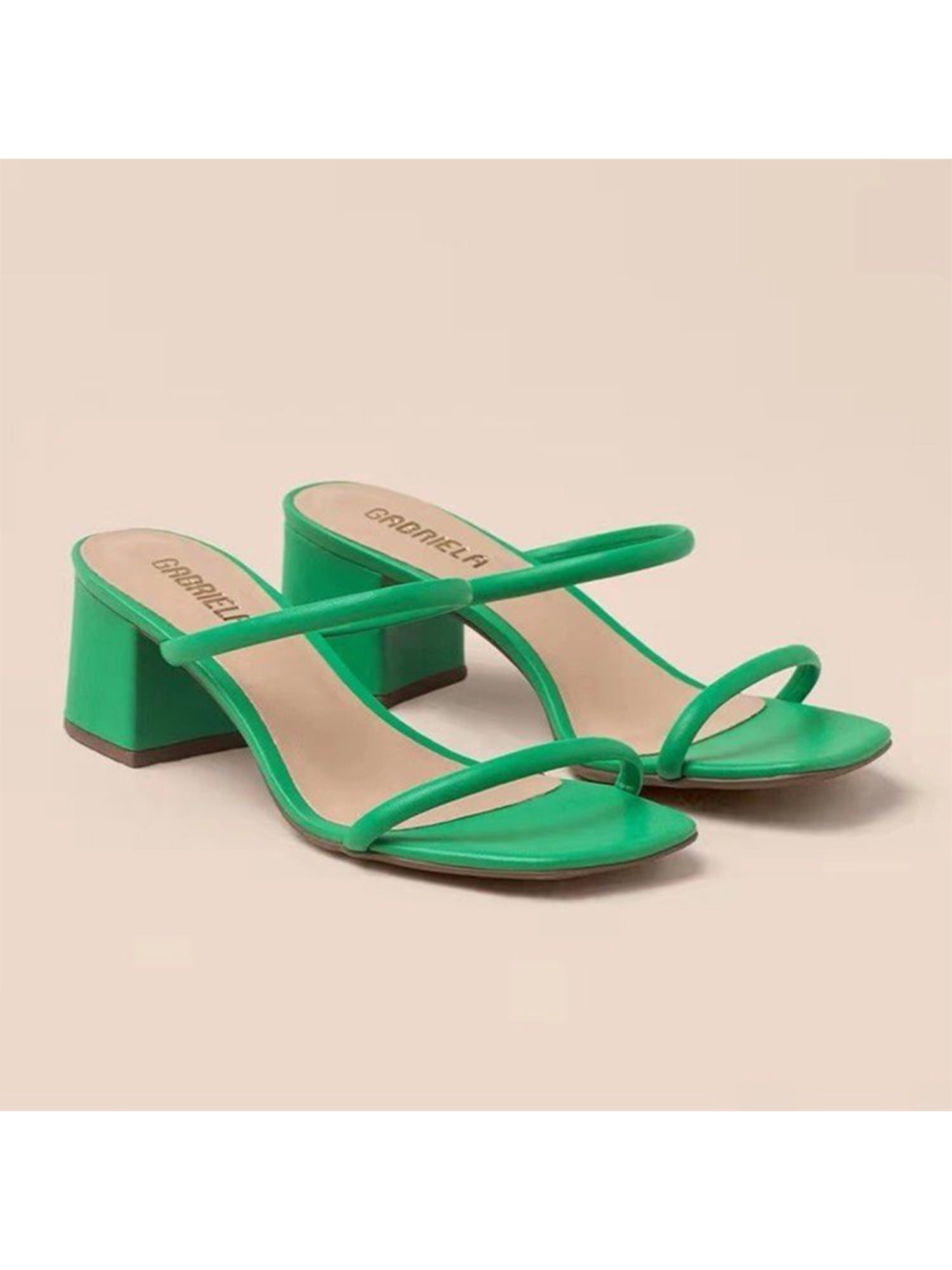Woobling Women's Heeled Sandals Strappy Square Open Toe Heels Backless  Mules Slip On Block Heels Size 5.5-9.5 - Walmart.com