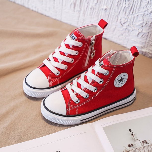 Zapatos para niños, zapatos de lona para niñas, zapatos de bebé de primavera y otoño, zapatos para niños y niñas, zapatos para niños medianos y grandes con cremallera lateral y caña alta