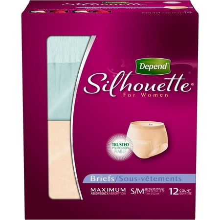 Depend Silhouette Incontinence Briefs for Women, Maximum Absorbency, S/M (Choose Your Count)