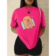 thumbnail image 3 of Playera Blusa De Capybara Recostado Bebiendo Soda Capibara Ropa De Mujer Color Fucsia Talla Grande Marca Emil SaEs, 3 of 4