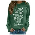 thumbnail image 2 of Conairie Oversized Sweatshirts for Women Flower Printed Fashionable And Retro Crew Neck Cozy Sweaters Casual Style Long Sleeve Pullover Tops Fall Winter Outfits Clothes Dark Green XXL, 2 of 5
