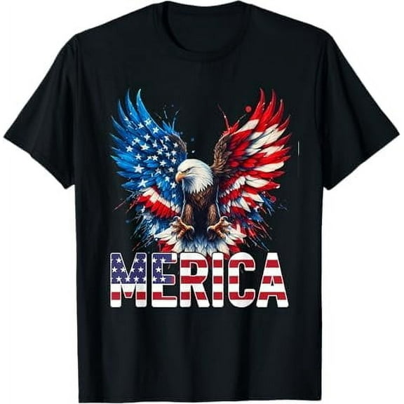 Merica 4th of July T-Shirt Patriotic USA American Flag Shirt Independence Day Eagle of Freedom Tee Shirts