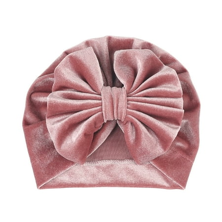 

Arvbitana Newborn Baby Velvet Hats Solid Color Bowknot Warm Soft Cap for Baby Boys and Girls