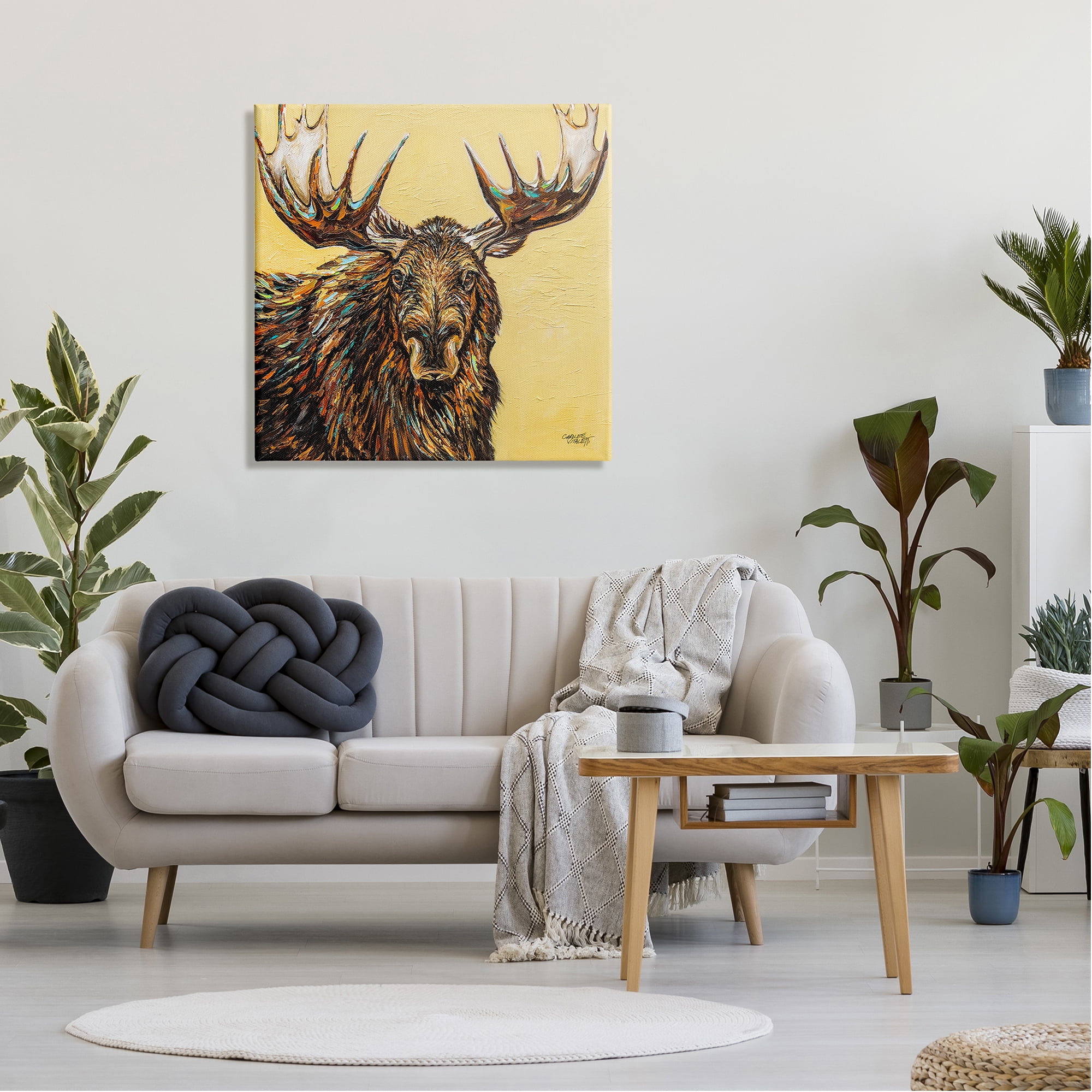 Stupell Industries Modern Moose Painting Animals & Insects Painting Gallery Wrapped Canvas Print Wall Art, 30 x 30