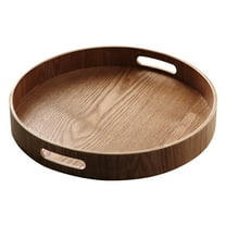 Homoyoyo Wooden Tray Light Brown 1Pcs 11.8In Round Food Serving Tray