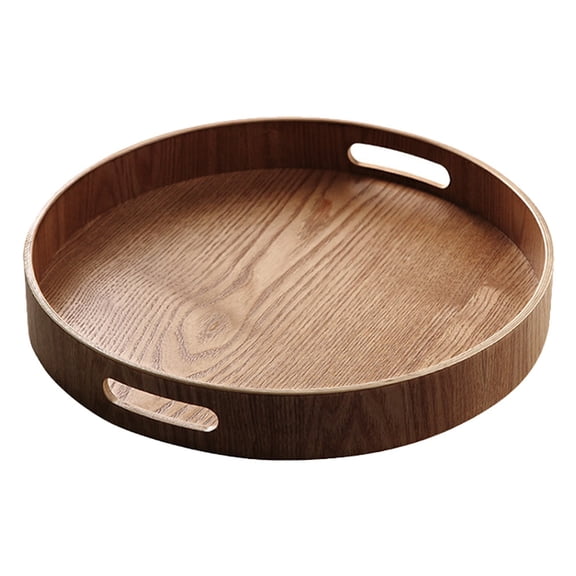 Homoyoyo Wooden Tray Light Brown 1Pcs 11.8In Round Food Serving Tray