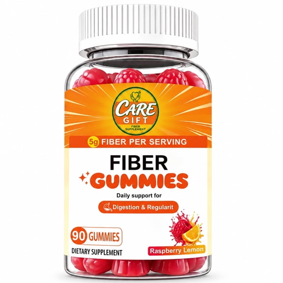 Fiber Gummies Sugar Free, Vegan, Digestive Health Regularity for Women Men - Raspberry Lemon 90 Gummies