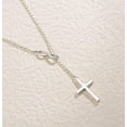 thumbnail image 3 of FANCIME White Gold Plated 925 Sterling Silver High Polished Infinity Cross Adjustable Choker Pendant Lariat Necklace Y Necklace Jewelry for Women, 18", 3 of 8
