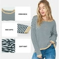 thumbnail image 3 of SHEWIN Women Sweater Stripe Knit Pullover Tops Holiday Jumper Crewneck Sweaters Long Sleeve Casual Knitted Fall Tops, 3 of 9