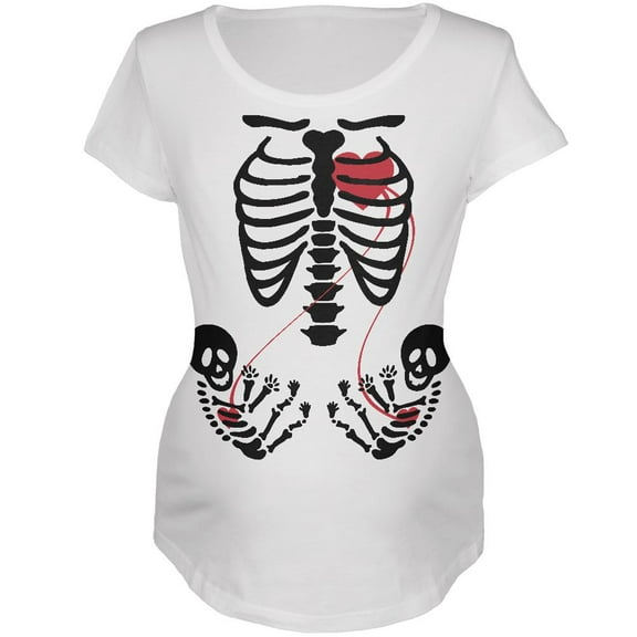 Halloween Twin Baby Skeletons Women's Maternity T-Shirt - 2X-Large