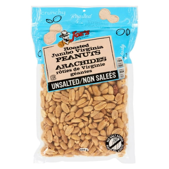 Joe's Tasty Travels Roasted Jumbo Virginia Unsalted Peanuts, 450 g