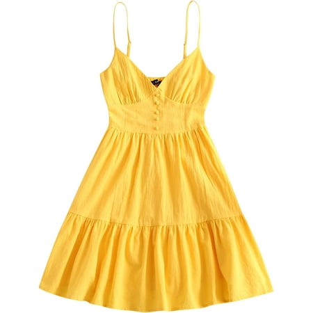 

ZAFUL Women s Casual V Neck Summer Mini Dress Spaghetti Strap A-Line Short Dresses Backless Solid Color Sundress