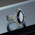 thumbnail image 2 of Blue Zirconia White Cz 925 Silver Stylish Wedding Ring Women's Jewelry Size 6-10, 2 of 5