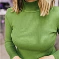thumbnail image 5 of Women's Mock Turtleneck Long Sleeve Ribbed Stretch Fitted, Thermal Lightweight Undershirt Green ONE SIZE, 5 of 6