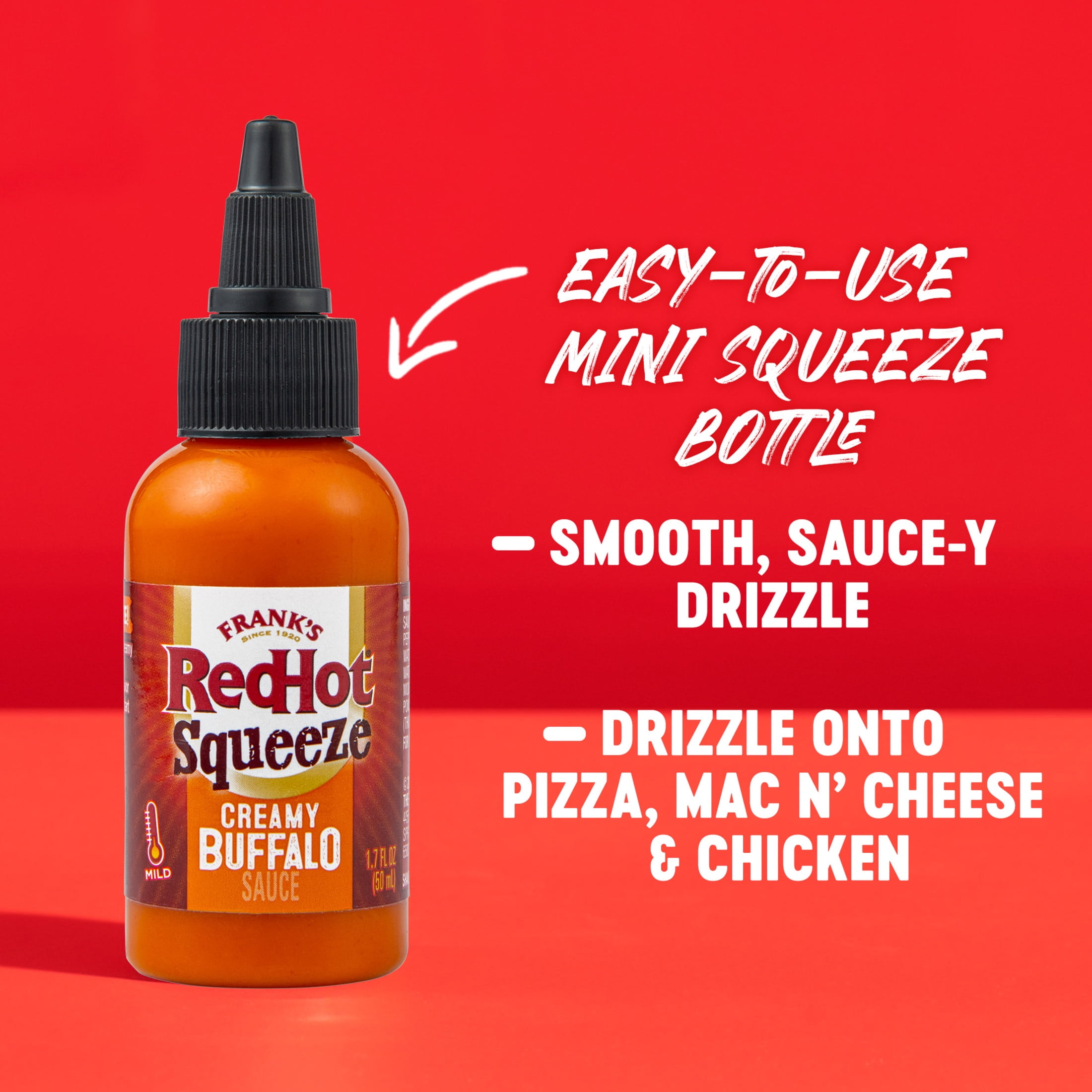 (11 pack) Frank's RedHot Creamy Buffalo Mini Squeeze Hot Sauce, 1.7 fl oz Bottle