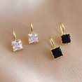 thumbnail image 2 of Grandest Birch 1 Pair Stud Earrings Square Shape Rhinestone Jewelry Appearance Long Lasting Ear Studs for Daily Wear Alloy Black, 2 of 8
