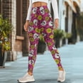 thumbnail image 4 of Renewold Skull Rose Leaf Pink Womens Yoga Leggings with Pockets Workout Leggings Full Length High Waisted Running Pants Non See-Through Athletic Tights Printed Tights, M, 4 of 8