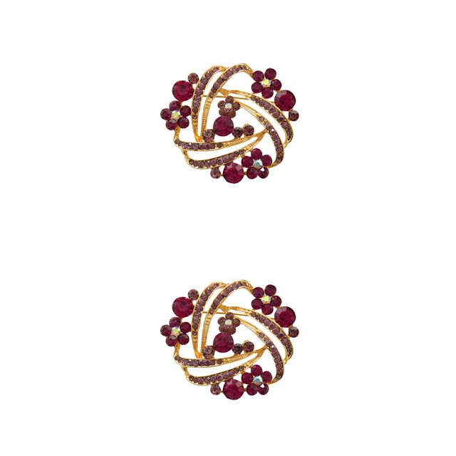 Guardurnaity Broches Alfileres Broche de pecho brillante Aleación de zinc con cristal Estilo de flor vintage Regalos para mujeres Accesorio de cristal morado 2Conjunto