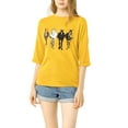 thumbnail image 2 of INSPIRE CHIC Woman's Drop Shoulder 3/4 Sleeves Horse Print Loose Tops, 2 of 5