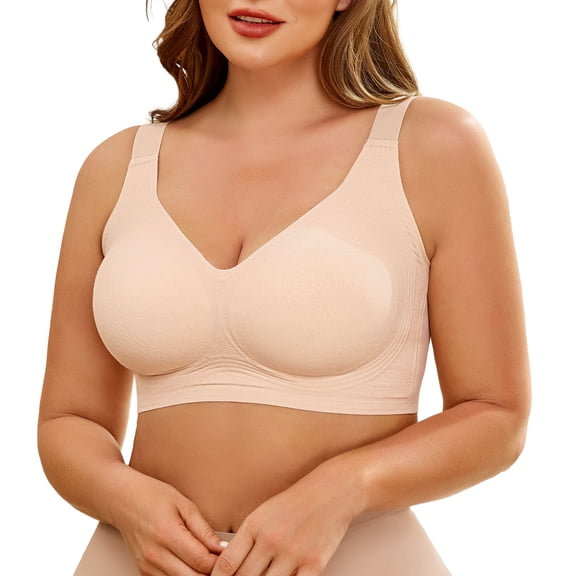 Daystry Womens Plus Size Wireless Bra Supportive Seamless Bras Full Coverage Push Up Comfortable No Underwire Tshirt Bras