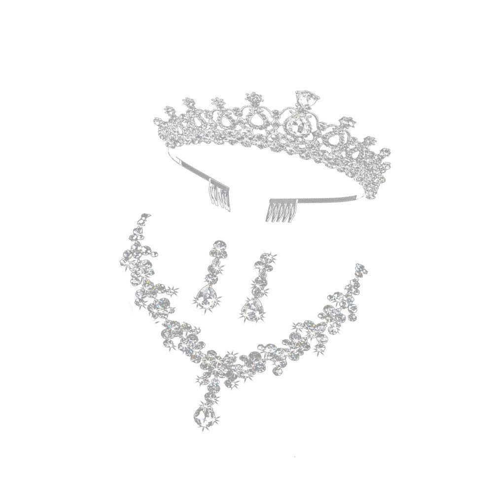 1 Set Chic Bride Crown Necklace Earring 