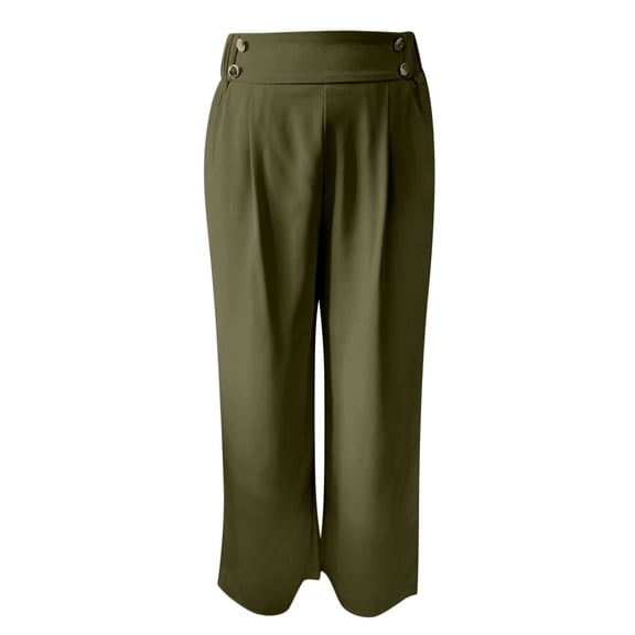 Lixiuxyad Business Casual Pants High Waist Flowy Casual Trousers Solid Color Long Pants With Dragging Hem For Everyday Comfort And Elegant Style Green