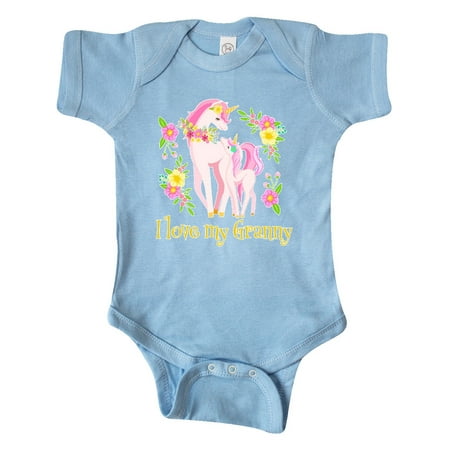 

Inktastic I Love My Granny Unicorn with Pink and Yellow Flowers Gift Baby Boy or Baby Girl Bodysuit