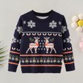 thumbnail image 1 of Suéteres De Punto Jersey de punto para niños y niñas Suéter con copos de nieve navideños con estampado de alces para niños Ygjytge Azul marino 6-7- años para Niña, 1 of 5