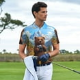 thumbnail image 3 of Picia Snowy Mountain Photography Bear Print Men's Polo Shirt, Two-Button Closure Pique Polo Shirt, Summer Fashion Golf Shirt-XX-Large, 3 of 6