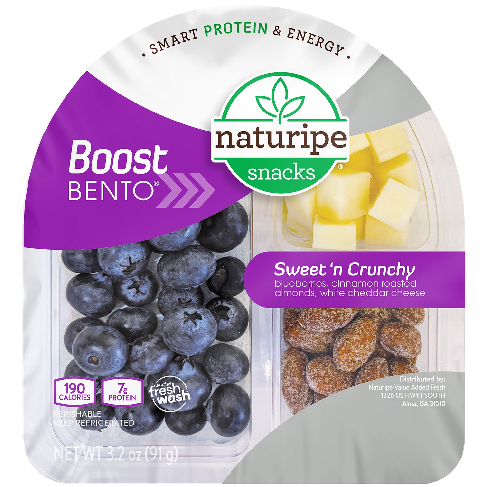 Naturipe Boost Bento Sweet 'n Crunchy Snack Pack with Fresh Blueberries & Nuts, Ready-to-Eat Snack, 3.2 oz