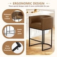 thumbnail image 2 of FANCROU 26" H Counter Height Bar Stools Set of 1, PU Leather Count Stool with Back and Footrest，Black Metal Frames, Brown, 2 of 6
