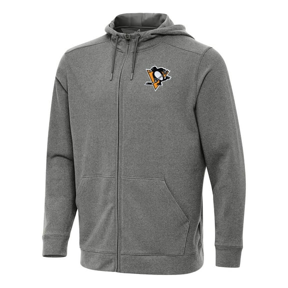 Men's Antigua Heather Black Pittsburgh Penguins Effortless Full-Zip Hoodie Jacket