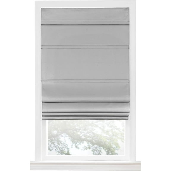 Serenity Home Cordless Roman Shade for Windows - Roman Blackout Window Shades Fabric Blackout for Enhanced Privacy (Grey, 27x64)