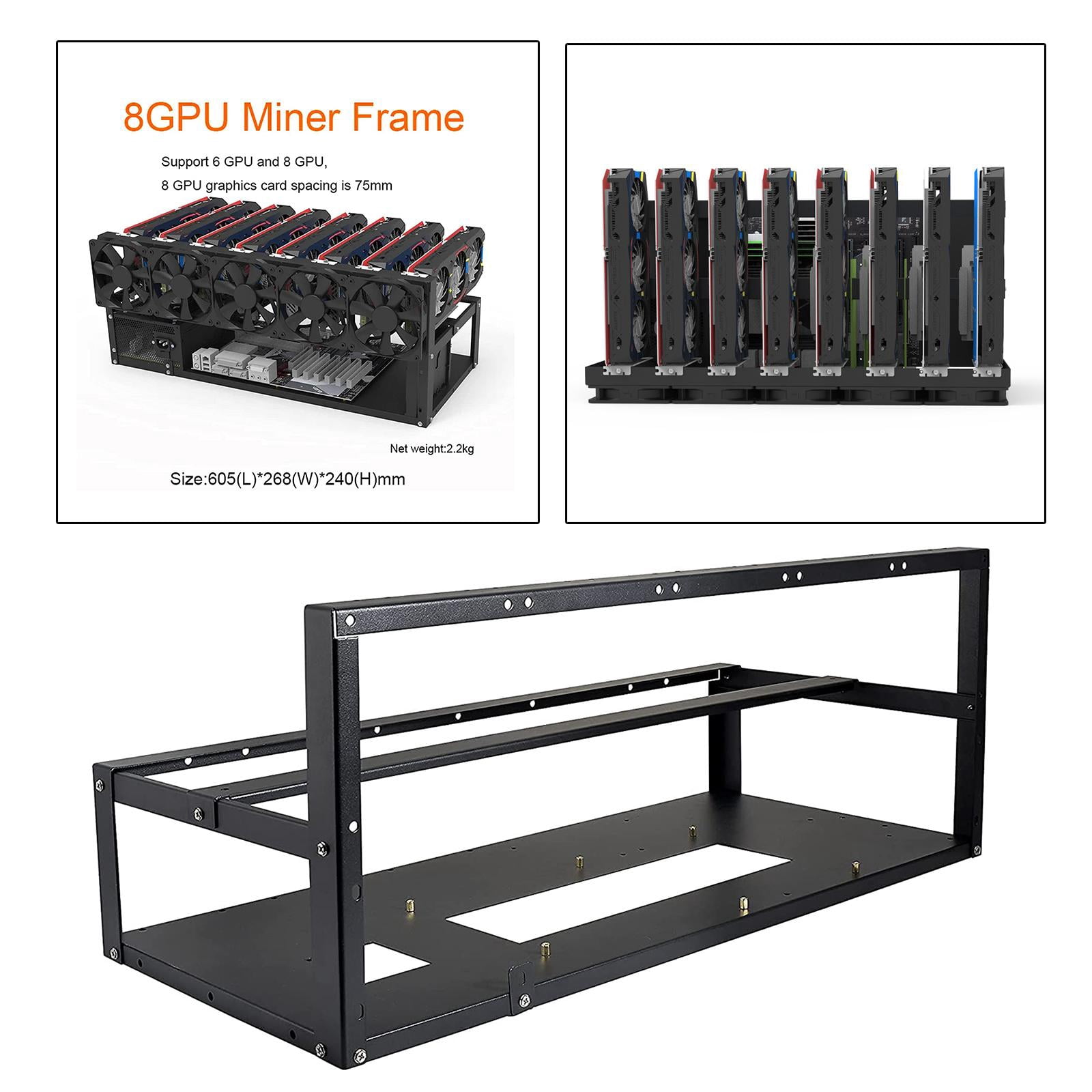 LeeQinersw 6/8 GPU Rig Rack, Computer Case, GPU Card Case, Miner Equipment BTC ETH Accessories Tools Only