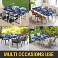 thumbnail image 5 of Blue Christmas Table Cloths for 5 Foot Rectangle Tables, Xmas Snowflake White Patio Waterproof Elastic Fitted Tablecloths, Washable Rectangular Table Cover for Camping, 5 of 8