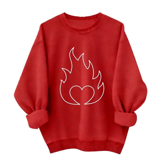 Sweatshirt For Women Valentines Shirts Love Heart Graphic Long Sleeve Funny Sweater Pullover Tops Festival Red Sweatshirt Hoodies For Women