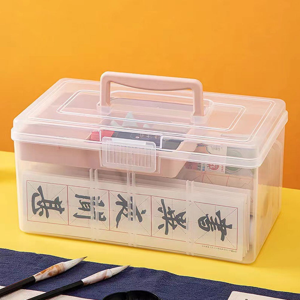 LEORX 1Pcs Small Storage Box For Craft Supplies And Art Materials Transparent Viewing Portable Handling