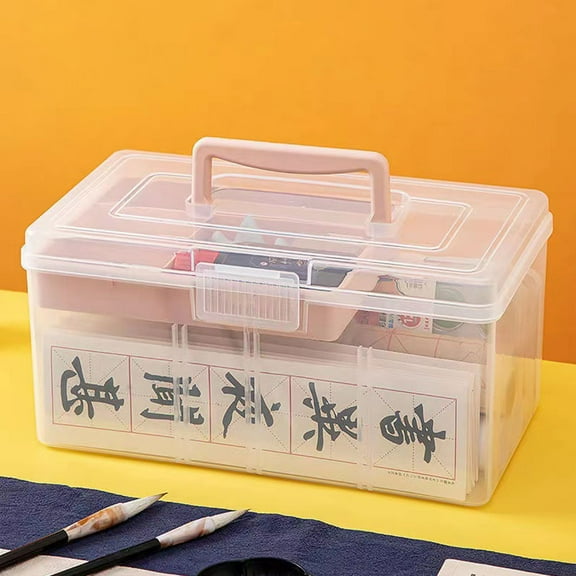 Clear Plastic Dividing Storage Box Storage Container Multipurpose Craft Organizer with Handle Portable Sewing Box for Craft Supplies