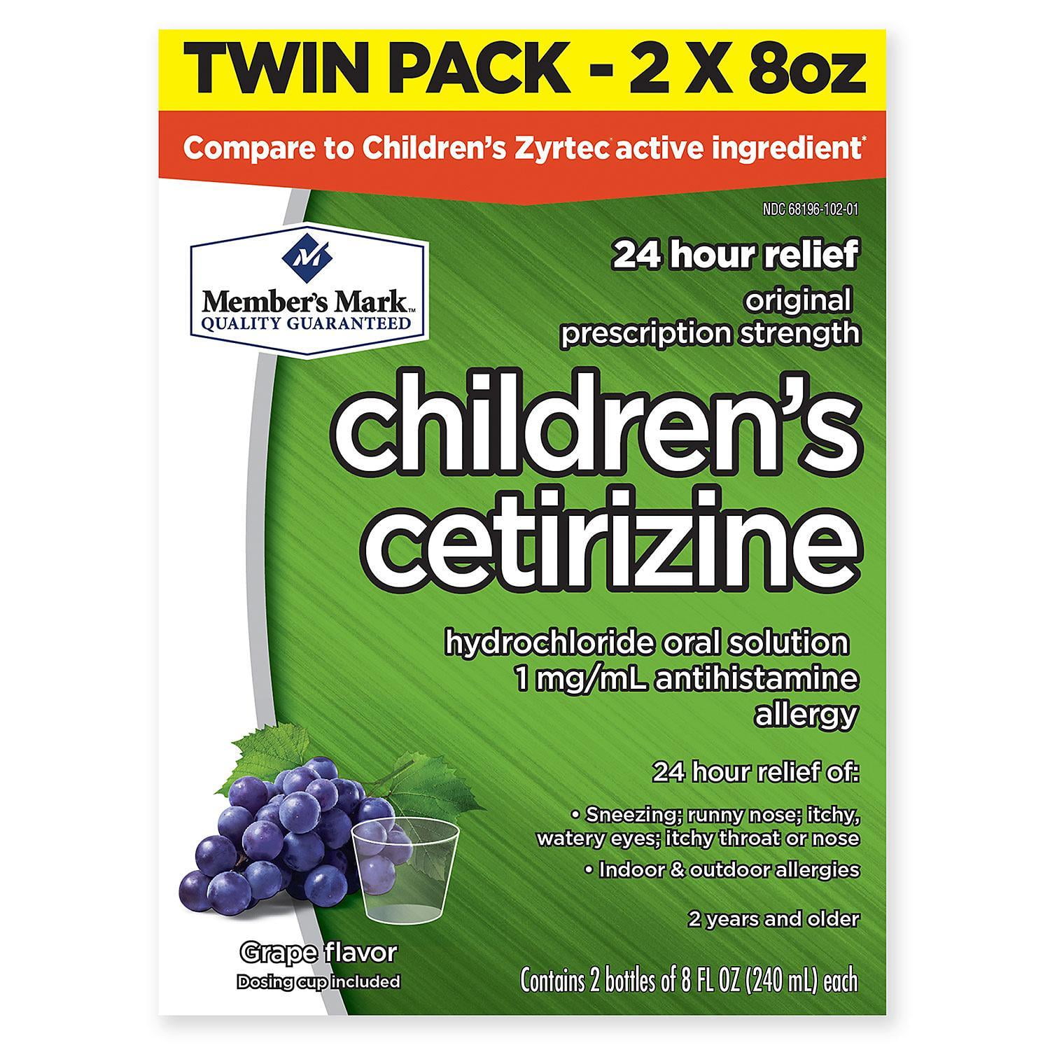 Children's Cetirizine Allergy Relief Oral Solution, Sugar-Free Grape Flavor