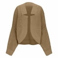 thumbnail image 5 of XPMWRP Women's Cropped Crochet Cardigan Coats Batwing Long Sleeve Knit Open Front Solid Color Fashion Jackets Brown M, 5 of 8