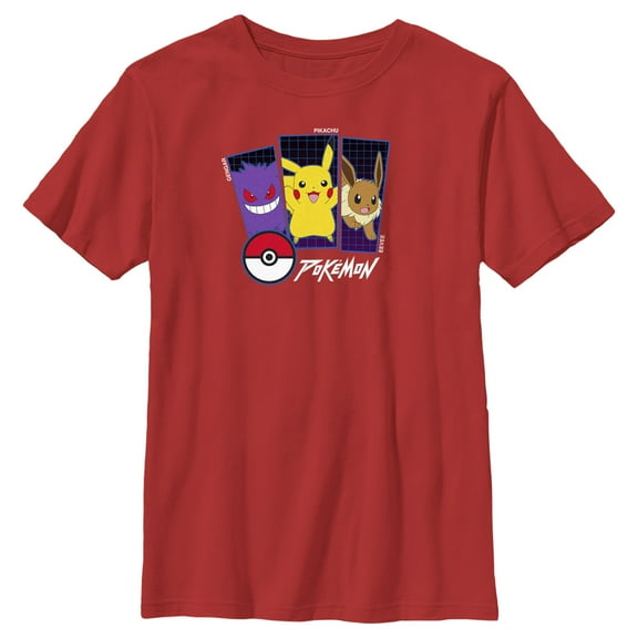 Boy's Pokemon Classic Trio Graphic Tee Red Medium
