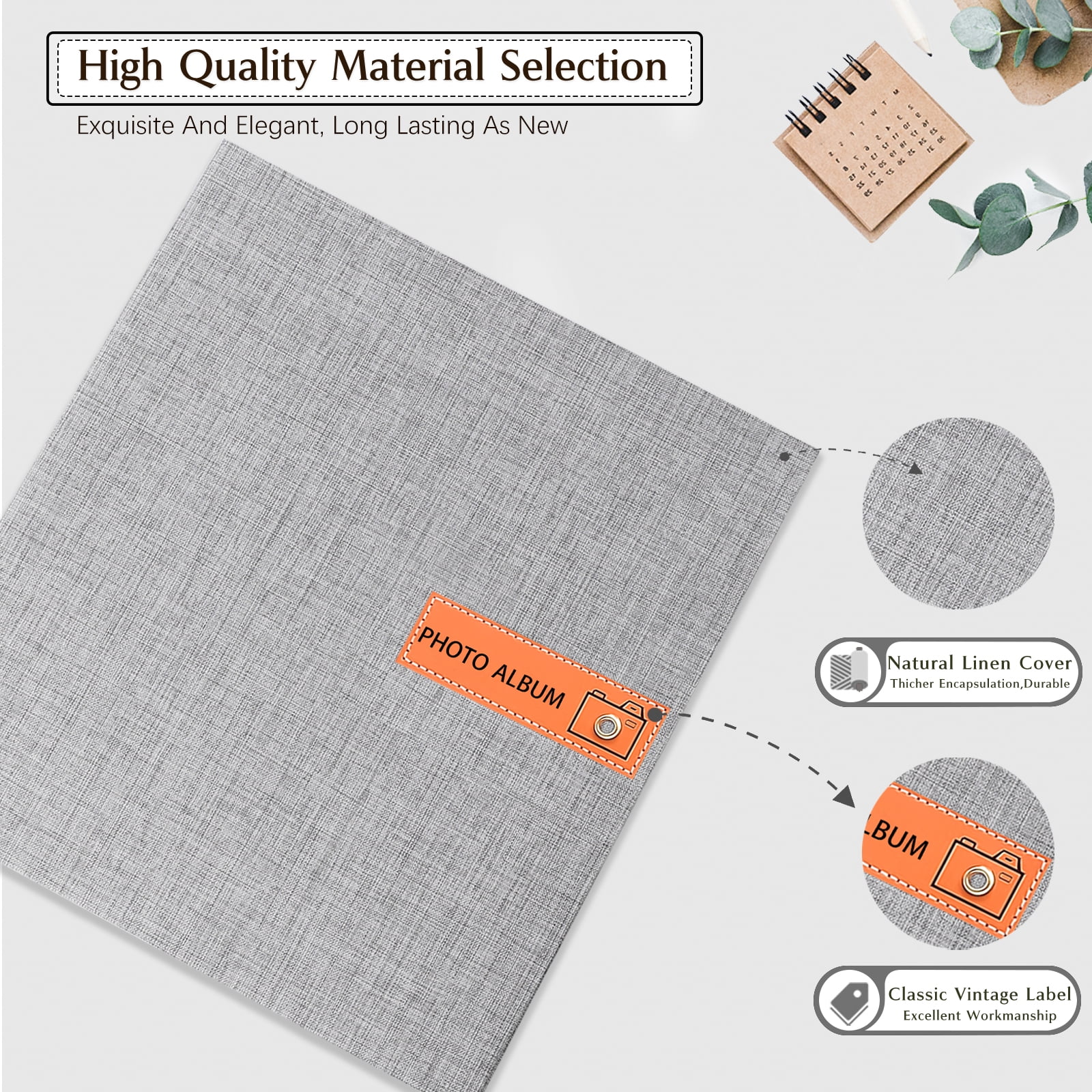 cherished memories 60 Pages Large photo album with self adhesive pages - perfect for photo paper 4x6 5x7 8x10, sticker book, and scrapbook supplies - stylish binder to preserve your moments