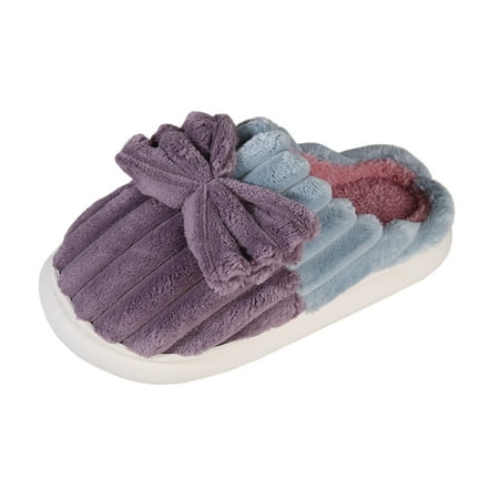 

Vedolay Fuzzy Slippers Women Cute Plush Slippers House Non-Slip Indoor Warm Shoes Purple 37