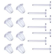25 Pairs Invisible Plastic Earring Posts Clear Ear Hole Retainer Earring Studs Clear Ear Spacers Cartilage Piercing Jewelry for Men Women, Silicone Rubber Backs Earnuts