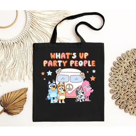 vintage Bag Adults  Short Sleeves WhatS Up Party People Bluey Family Tote Bag Up To -TH18037