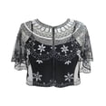 thumbnail image 1 of Aocisk Cardigan Cape en Maille à Paillettes pour Femme, Courte, pour Fête, Couvre-Robe, Argent, Taille Unique, 1 of 4