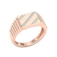 thumbnail image 2 of Imperial 1/20Ct TDW Diamond 10k Rose Gold Slanting Diamond Row Step Shank Mens Ring (H-I, I2), 2 of 4