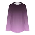 thumbnail image 4 of Long Sleeve T Shirt Tops For Women Round Neck Casual Loose Fitting Summer Fall Comfy Tie-Dye Color Block Gradient T-Shirt Blouse Tops,Purple 2,S, 4 of 5