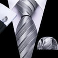 thumbnail image 3 of Set de Corbata Barry.Wang Clásica de Seda Tejida a Rayas 150 cm, 3 of 5